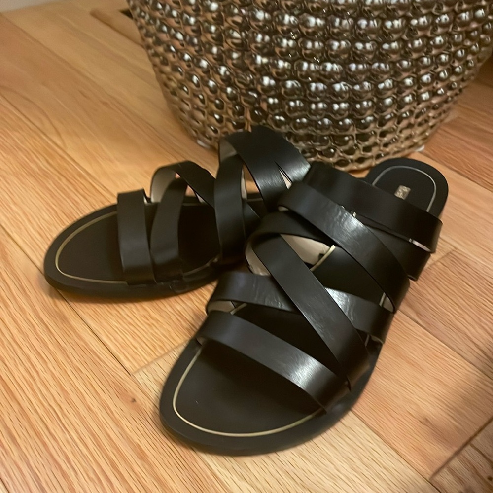 Louise et Cie slides Black Leather Size 10